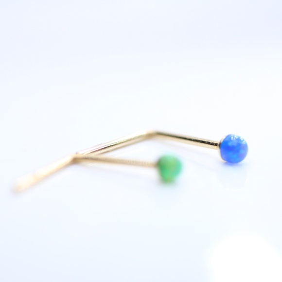 9kt. Gold Nose Studs Piercings L shape with cute 9k mark - Picture 5 of 5